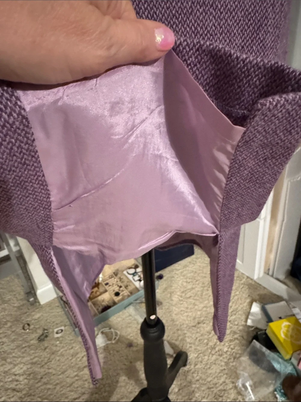 Women's Lavender Textured A-Line Wool Blend Skirt